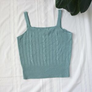 Vintage cable knit blue tank top